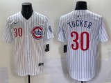 Cheap Men's Chicago Cubs #30 Kyle Tucker White Pinstripe 2nd Alternate Limited Stitched Baseball Jersey