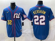Men's National League #22 Clayton Kershaw Blue 2025 All-Star Edition Limited Stitched Baseball Jersey Cheap Wholesale