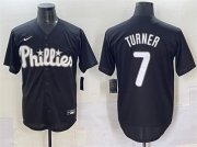 Cheap Men's Philadelphia Phillies #7 Trea Turner Black Lights Out Limited Stitched Baseball Jersey