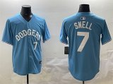 Men's Los Angeles Dodgers #7 Blake Snell Light Blue Limited Stitched Baseball Jersey Cheap
