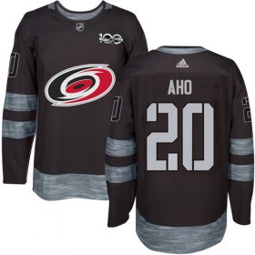 Wholesale Cheap Adidas Hurricanes #20 Sebastian Aho Black 1917-2017 100th Anniversary Stitched NHL Jersey
