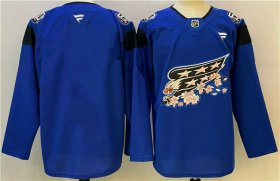 Cheap Men\'s Washington Capitals Blank Blue Cherry Blossom Stitched Hockey Jersey