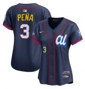 Cheap Women's American League #3 Jeremy Pena Navy 2025 All-Star Limited Stitched Baseball Jersey(Run Small)