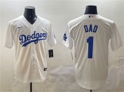 Cheap Men's Los Angeles Dodgers #1 Dad White Cool Base Stitched Baseball Jersey