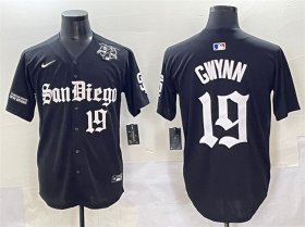 Men\'s San Diego Padres #19 Tony Gwynn Black Gothic Edition Vapor Limited Stitched Baseball Jersey