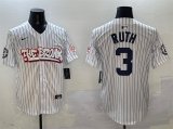 Men's New York Yankees #3 Babe Ruth White Bronx Graffiti Vapor Limited Stitched Baseball Jersey Cheap