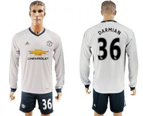 Wholesale Cheap Manchester United #36 Darmian Sec Away Long Sleeves Soccer Club Jersey