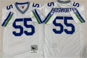 Cheap Men's Seattle Seahawks #55 Brian Bosworth White Throwback Football Stitched Jersey