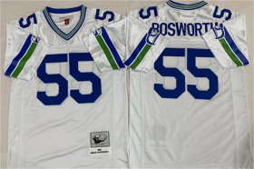 Cheap Men\'s Seattle Seahawks #55 Brian Bosworth White Throwback Football Stitched Jersey