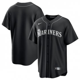 Men\'s Seattle Mariners Blank Black Lights Out Limited Stitched Baseball Jersey