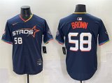 Men's Houston Astros #58 Hunter Brown Navy 2025 City Connect Limited Stitched Baseball Jersey Cheap Wholesale