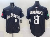 Cheap Men's Los Angeles Dodgers #8 Enrique Hernandez Black Mexico 2025 LA Gothic Style With Fernando Patch Vapor Premier Limited Stitched Baseball Jersey