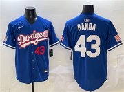 Cheap Men's Los Angeles Dodgers #43 Anthony Banda Royal With American Flag Patch Limited Stitched Baseball Jersey