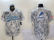 Cheap Men's Detroit Lions Team Big Logo 2024 Arctic Camo Salute To Service Stitched Baseball Jersey