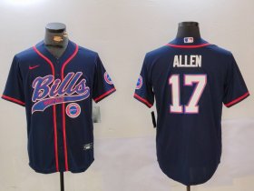 Cheap Men\'s Buffalo Bills #17 Josh Allen Navy Team Cool Base Stitched Baseball Jersey