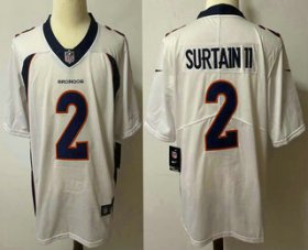 Wholesale Cheap Men\'s Denver Broncos #2 Patrick Surtain II White 2021 Vapor Untouchable Stitched NFL Nike Limited Jersey