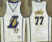 Cheap Men's Los Angeles Lakers #77 Luka Doncic Cream Throwback Swingman Jersey