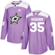Cheap Adidas Stars #35 Anton Khudobin Purple Authentic Fights Cancer Stitched NHL Jersey
