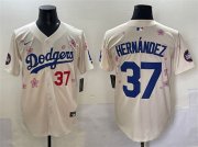 Men's Los Angeles Dodgers #37 Teoscar Hernandez Cream 2025 Tokyo Series Limited Stitched Baseball Jersey