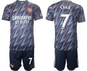 Wholesale Cheap Men 2021-2022 Club Arsenal away blue 7 Soccer Jersey