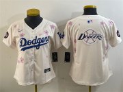 Cheap Women's Los Angeles Dodgers Team Big Logo Cream 2025 Tokyo Series Limited Stitched Baseball Jersey(Run Small)