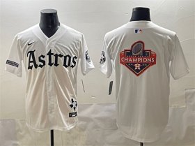 Mens Houston Astros Team Big Logo White Gothic \'Houston Born Barrio Raised\' Limited Stitched Baseball Jersey