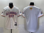 Cheap Men's Oklahoma City Thunder Blank White 2025 Finals Vapor Stitched Baseball Jersey
