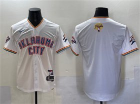 Cheap Men\'s Oklahoma City Thunder Blank White 2025 Finals Vapor Stitched Baseball Jersey