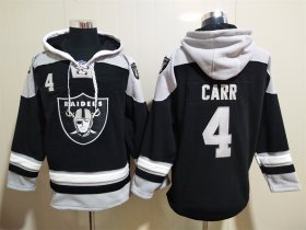 Wholesale Cheap Men\'s Las Vegas Raiders 4 Derek Carr NEW Black Pocket Stitched NFL Pullover Hoodie