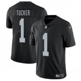 Men\'s Las Vegas Raiders #1 Tre Tucker Black 2025 Vapor Football Stitched Jersey Cheap