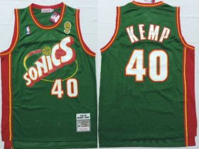 Wholesale Cheap Men\'s Seattle Supersonics #40 Shawn Kemp 1995-96 Green Hardwood Classics Soul Swingman Throwback Jersey