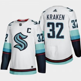 Wholesale Cheap Seattle Kraken #32 Kraken Men\'s Adidas 2021-22 White Away Authentic Stitched NHL Jersey