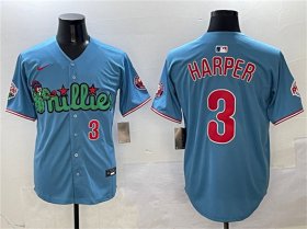 Cheap Men\'s Philadelphia Phillies #3 Bryce Harper Light Blue Phanatic Limited Stitched Jersey