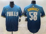 Men's Philadelphia Phillies #58 Seranthony Dominguez Blue 2024 City Connect Limited Stitched Jersey Cheap