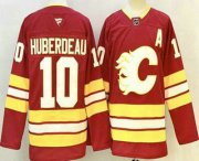 Cheap Men's Calgary Flames #10 Jonathan Huberdeau Red Authentic Jersey