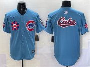 Cheap Men's Chicago Cubs Team Big Logo Blue 2025 Tokyo Series 2nd Alternate Limited Stitched Baseball Jersey