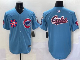 Cheap Men\'s Chicago Cubs Team Big Logo Blue 2025 Tokyo Series 2nd Alternate Limited Stitched Baseball Jersey