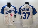 Cheap Men's Los Angeles Dodgers #37 Teoscar Hernandez White Royal 2025 Tokyo Series Limited Stitched Baseball Jersey
