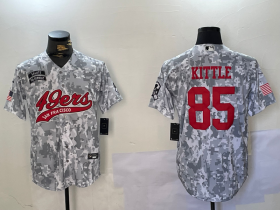 Cheap Men\'s San Francisco 49ers #85 George Kittle Arctic Camo 2024 Salute to Service Stitched Baseball Jersey