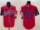 Cheap Men's Los Angeles Dodgers #50 Mookie Betts Red Limited Stitched Baseball Jersey