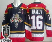 Cheap Men's Florida Panthers #16 Aleksander Barkov Navy 2025 Stanley Cup Champions Authentic Jersey