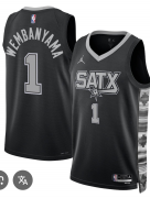 Men's San Antonio Spurs #1 Victor Wembanyama Black 2025 Statement Edition Stitched Basketball Jersey