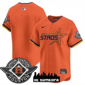 Men\'s Houston Astros Blank Orange 2025 City Connect Limited Stitched Baseball Jersey Cheap