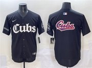 Men's Chicago Cubs Team Big Logo Black 'Gothic North Side Edition' Vapor Premier Limited Stitched Baseball Jersey Cheap