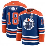 Men's Edmonton Oilers #18 Zach Hyman Royal 2025 Stanley Cup Final Patch Stitched Hockey Jersey Cheap
