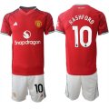 Cheap Men's Manchester United #10 Marcus Rashford 2025-26 Red Home Soccer Jersey Suit