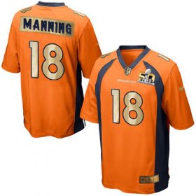 Wholesale Cheap Nike Broncos #18 Peyton Manning Orange Team Color Men\'s Stitched NFL Game Super Bowl 50 Collection Jersey
