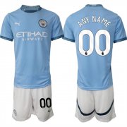Cheap Men's Manchester City Custom 2024-25 Light Blue Home Soccer Jersey Suit