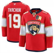 Men's Florida Panthers #19 Matthew Tkachuk Red 2025 Stanley Cup Final Patch Stitched Hockey Jersey Cheap