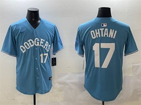 Men\'s Los Angeles Dodgers #17 Shohei Ohtani Light Blue Limited Stitched Baseball Jersey Cheap